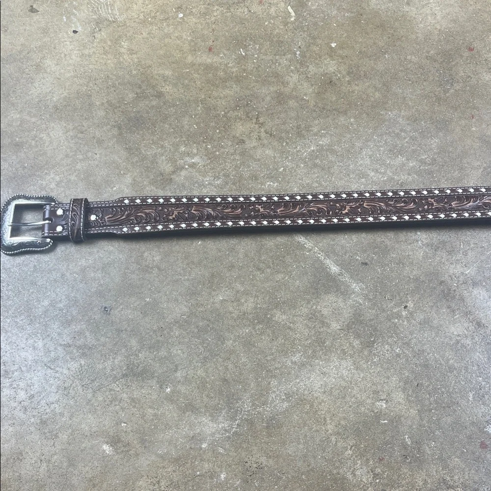 Nocona M & F Buckstitch Floral Belt Size: 38